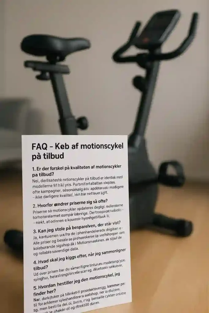 Billede af liste med ting man skal være opmærksom på ved køb af motionscykel på tilbud